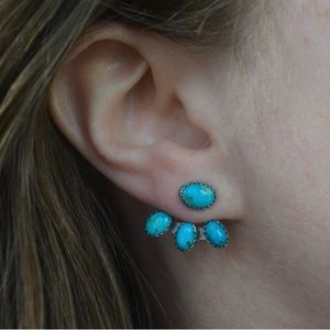 Genuine Turquoise Ear Jacket Earrings